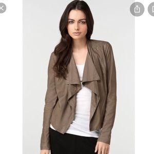 Vince open draped front leather jacket